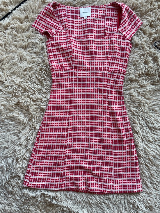 Reformation Dresses & Skirts - Reformation Red and White Check Square-Neck Mini Dress